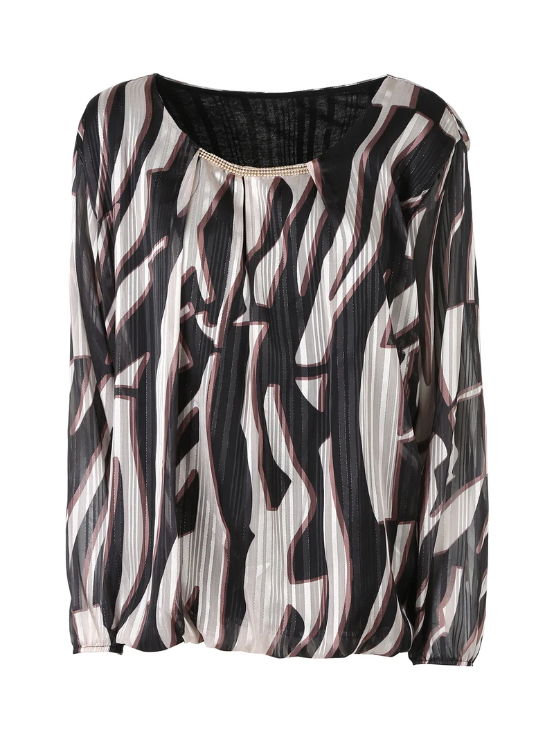 Blusa donna a maniche lunghe con dettaglio di strass - nero