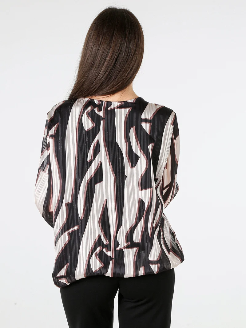 Blusa donna a maniche lunghe con dettaglio di strass - nero