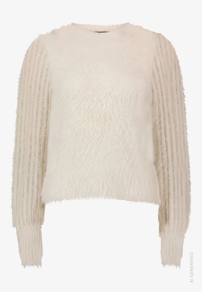Flauschiger Damen Pullover mit Stehkragen