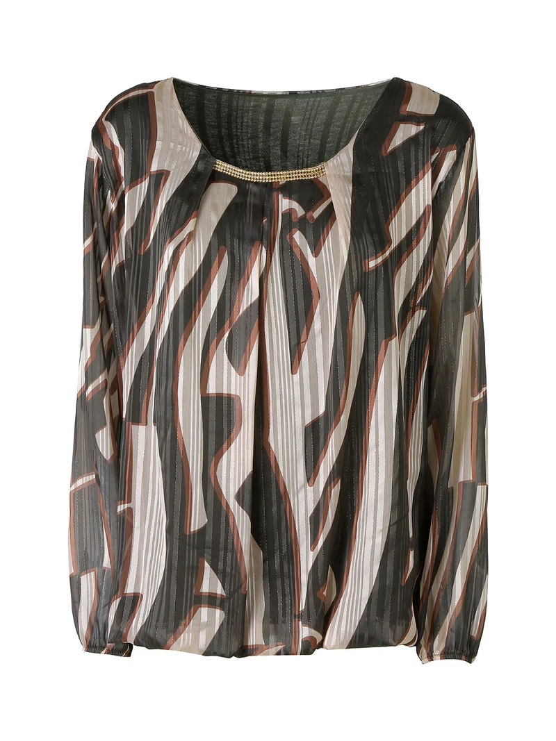 Blusa donna a maniche lunghe con dettaglio di strass - verde