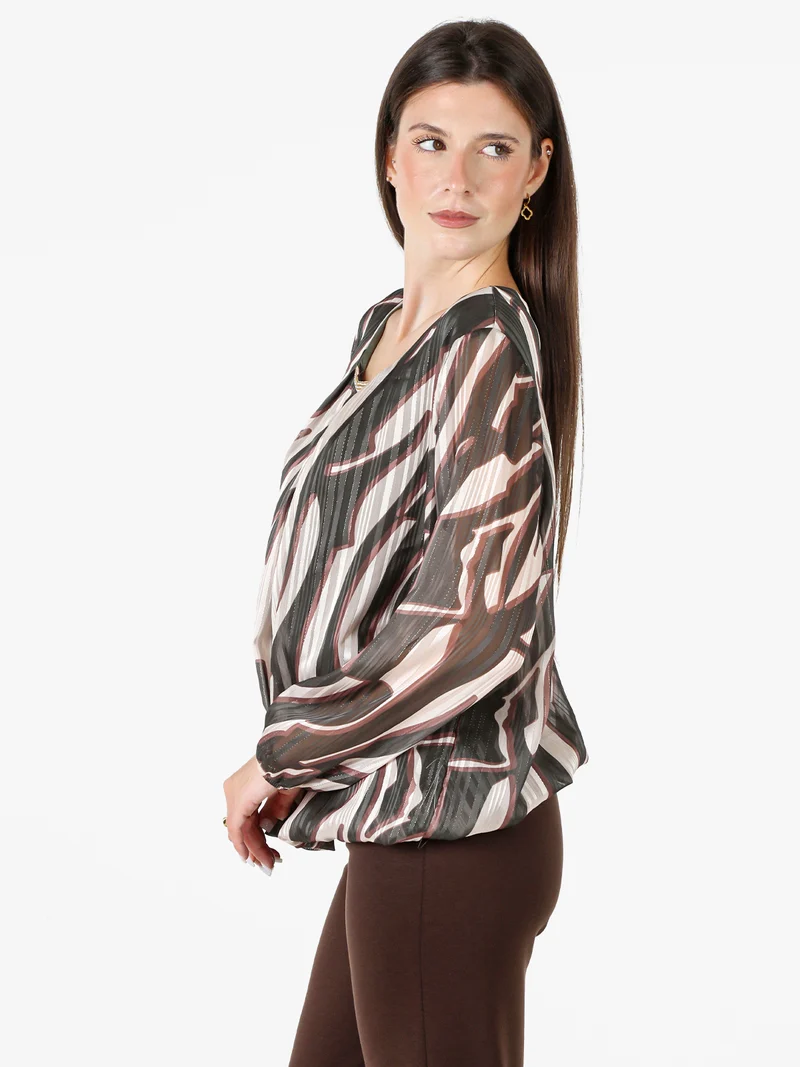 Blusa donna a maniche lunghe con dettaglio di strass - verde