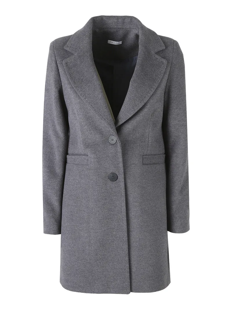 Cappotto classico da donna con bottoni e stampa texture - grigio