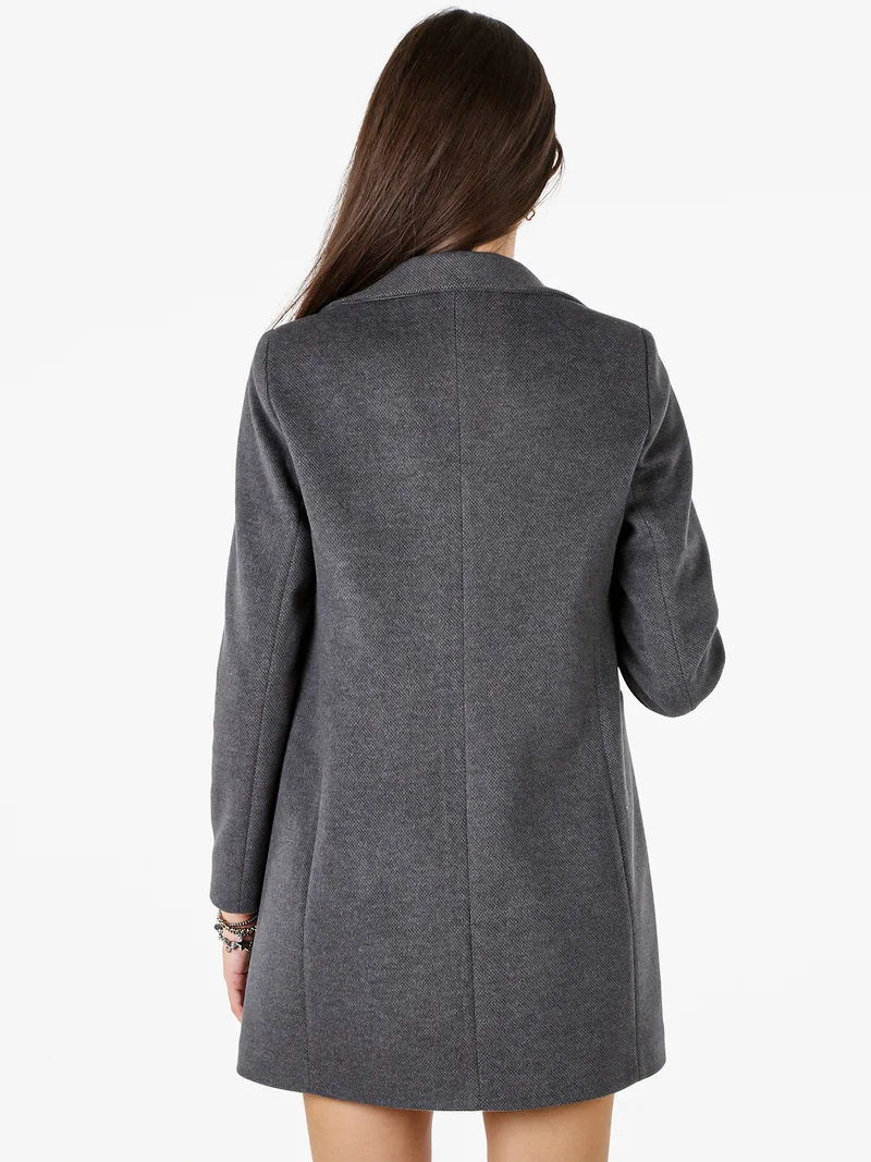 Cappotto classico da donna con bottoni e stampa texture - grigio