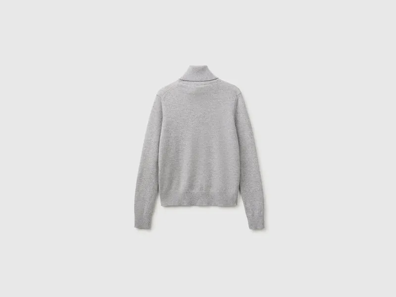 Hellgrauer Rollkragenpullover aus reinem Kaschmir