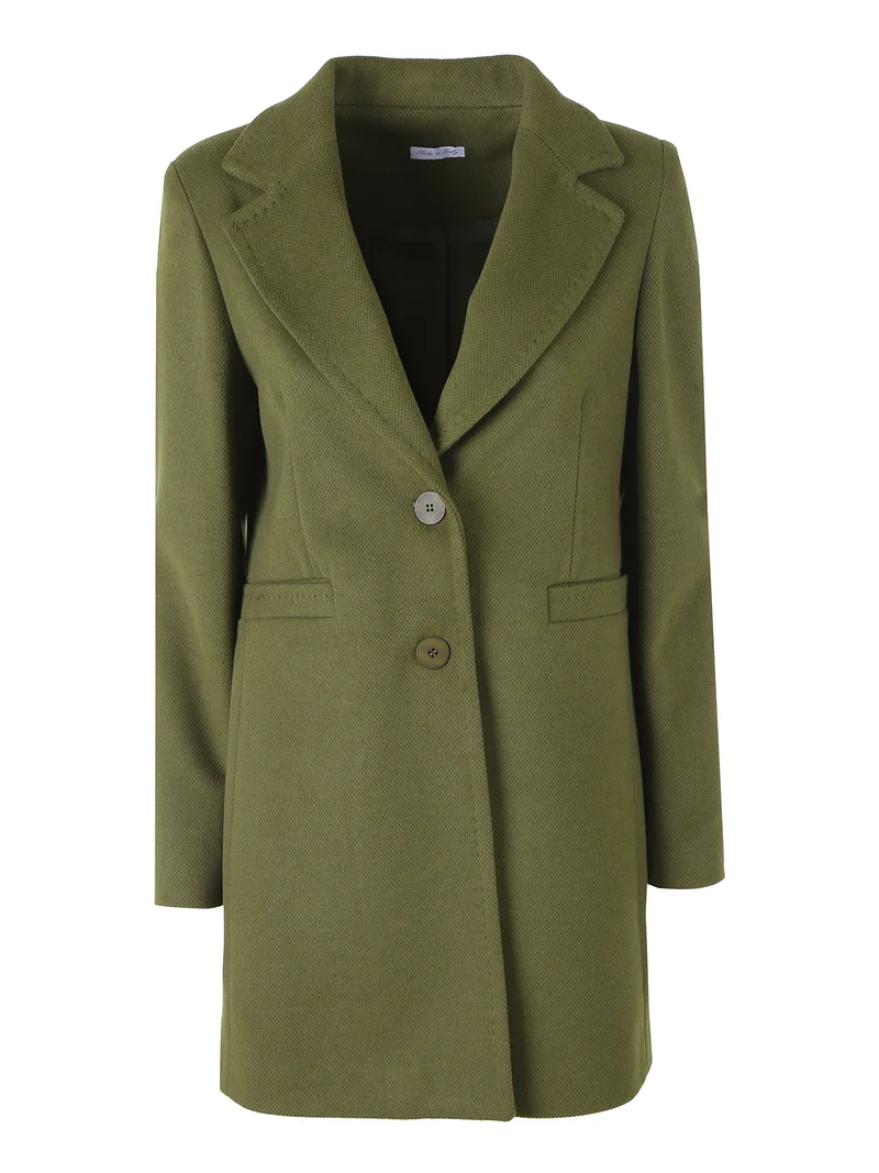 Cappotto classico da donna con bottoni e stampa texture - militare