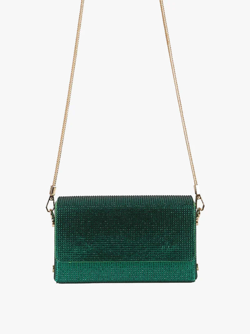Pochette elegante da donna con strass - verde