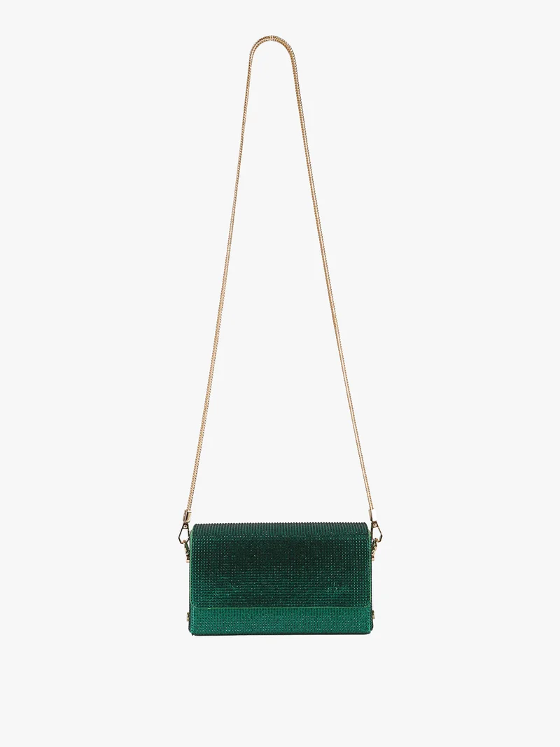 Pochette elegante da donna con strass - verde
