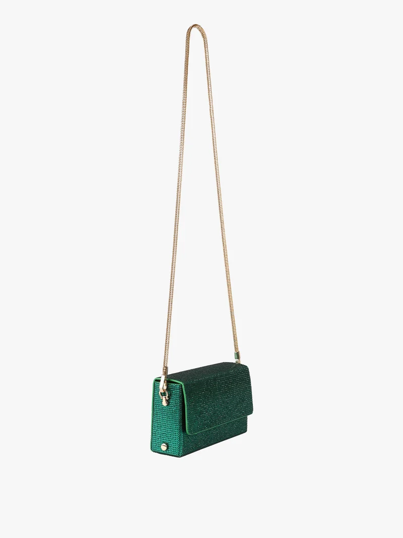 Pochette elegante da donna con strass - verde