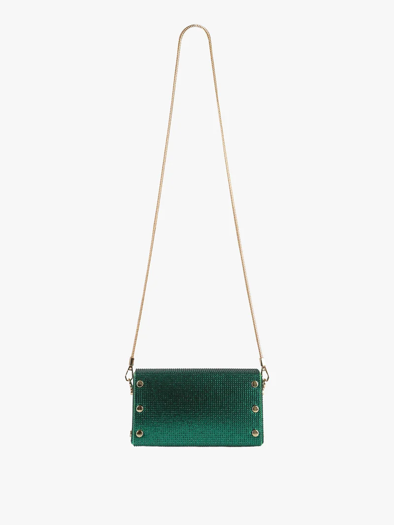 Pochette elegante da donna con strass - verde