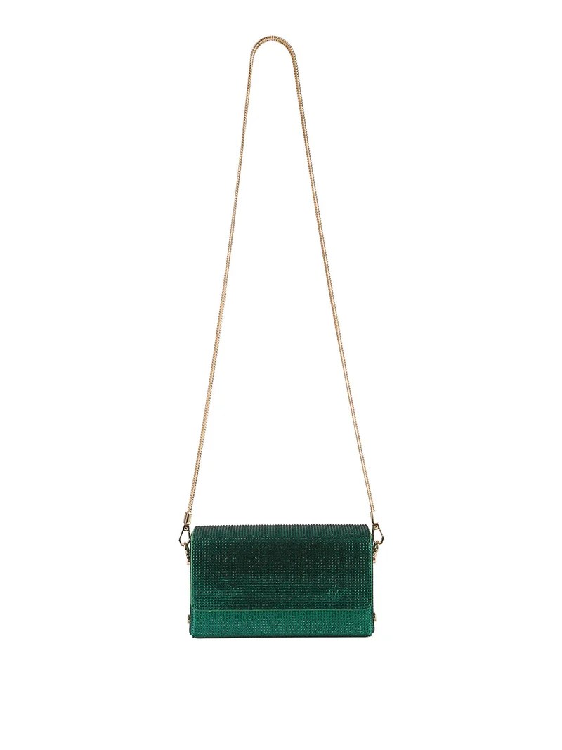 Pochette elegante da donna con strass - verde