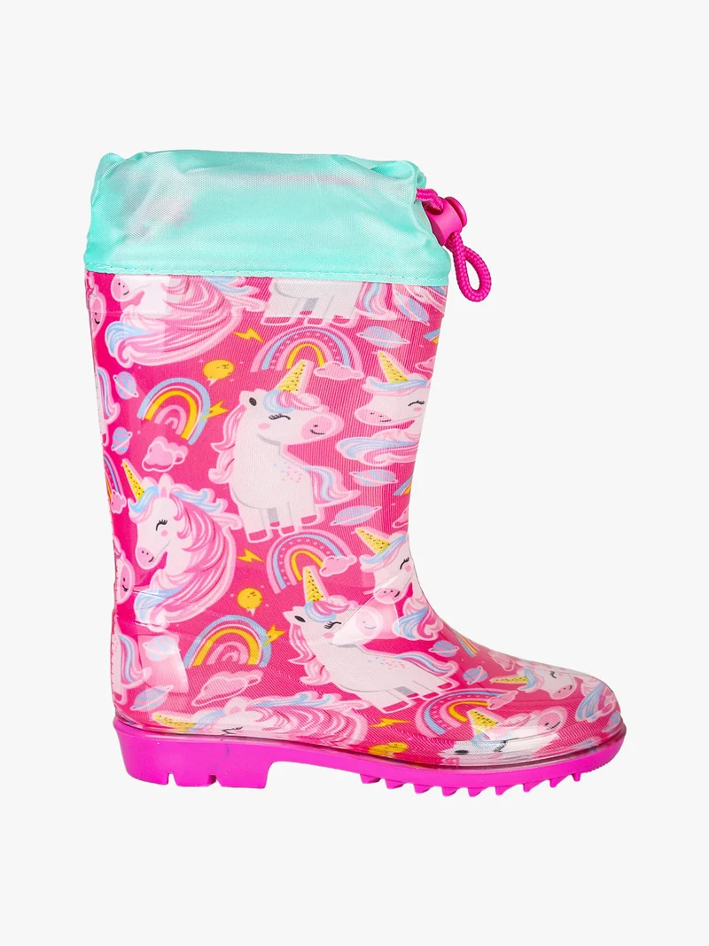 Stivali pioggia da bambina con stampa unicorno - fucsia