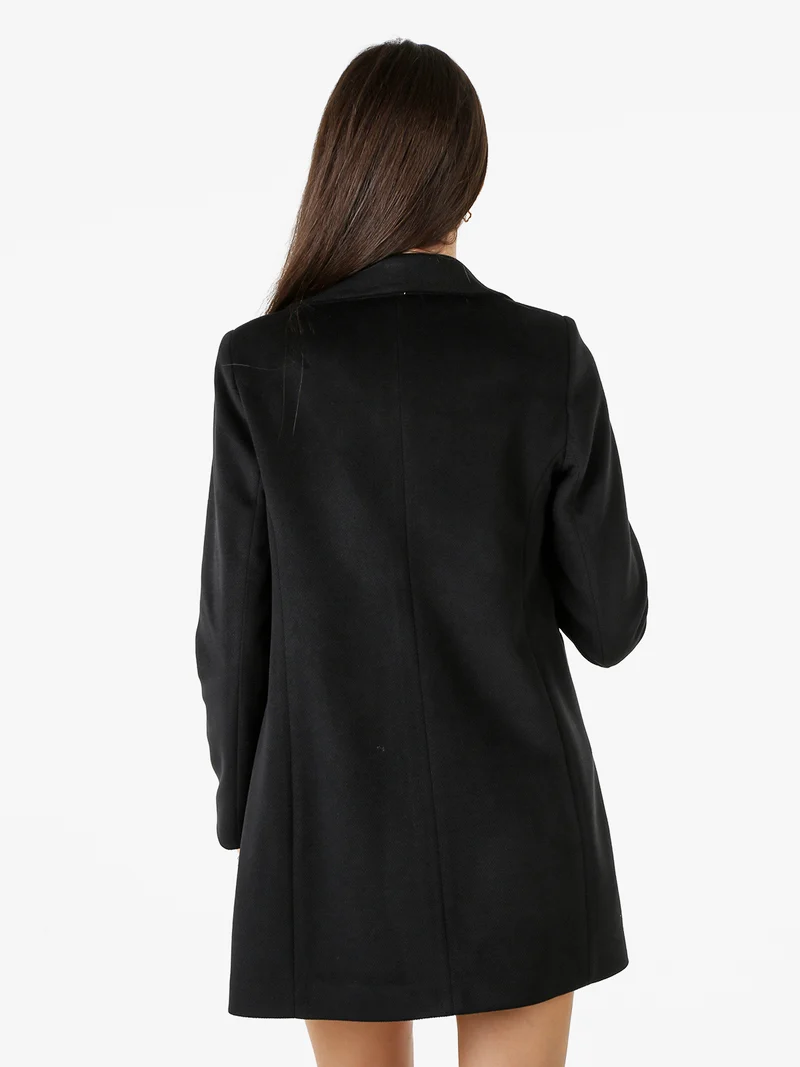Cappotto classico da donna con bottoni e stampa texture - nero