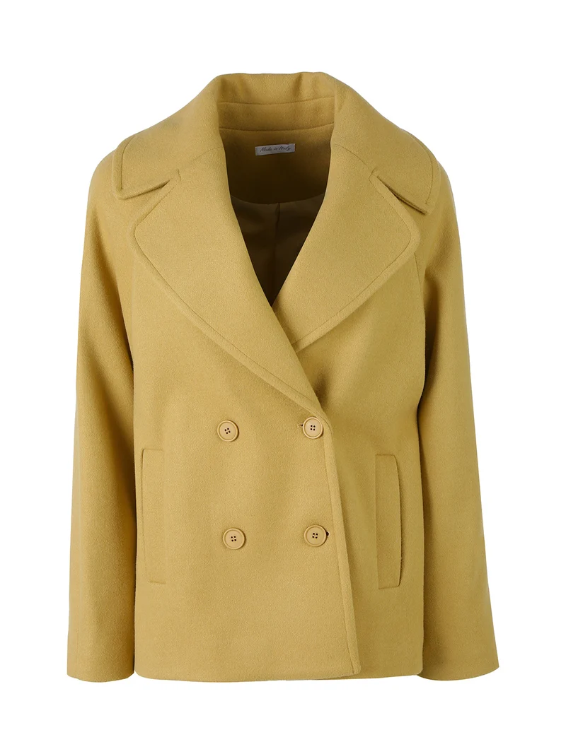 Cappotto corto da donna a doppiopetto - cammello