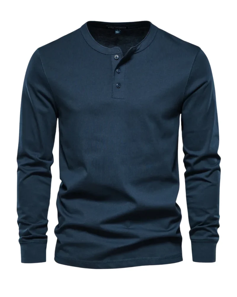 Elegant Cotton Long Sleeve Henley