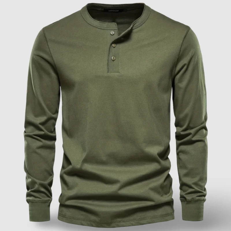 Elegant Cotton Long Sleeve Henley
