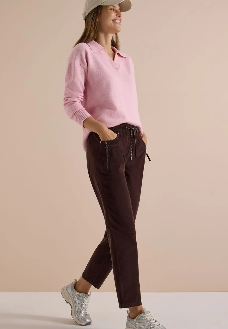 Mid Waist Slim Leg Hose im Casual Fit