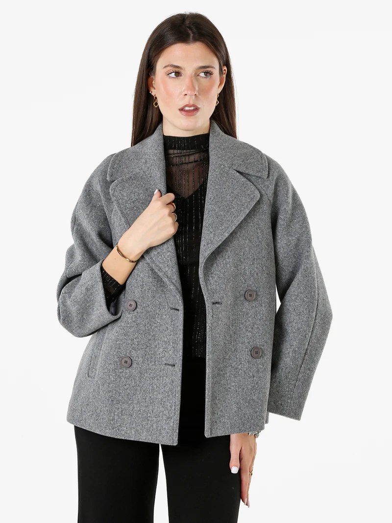 Cappotto corto da donna a doppiopetto - grigio