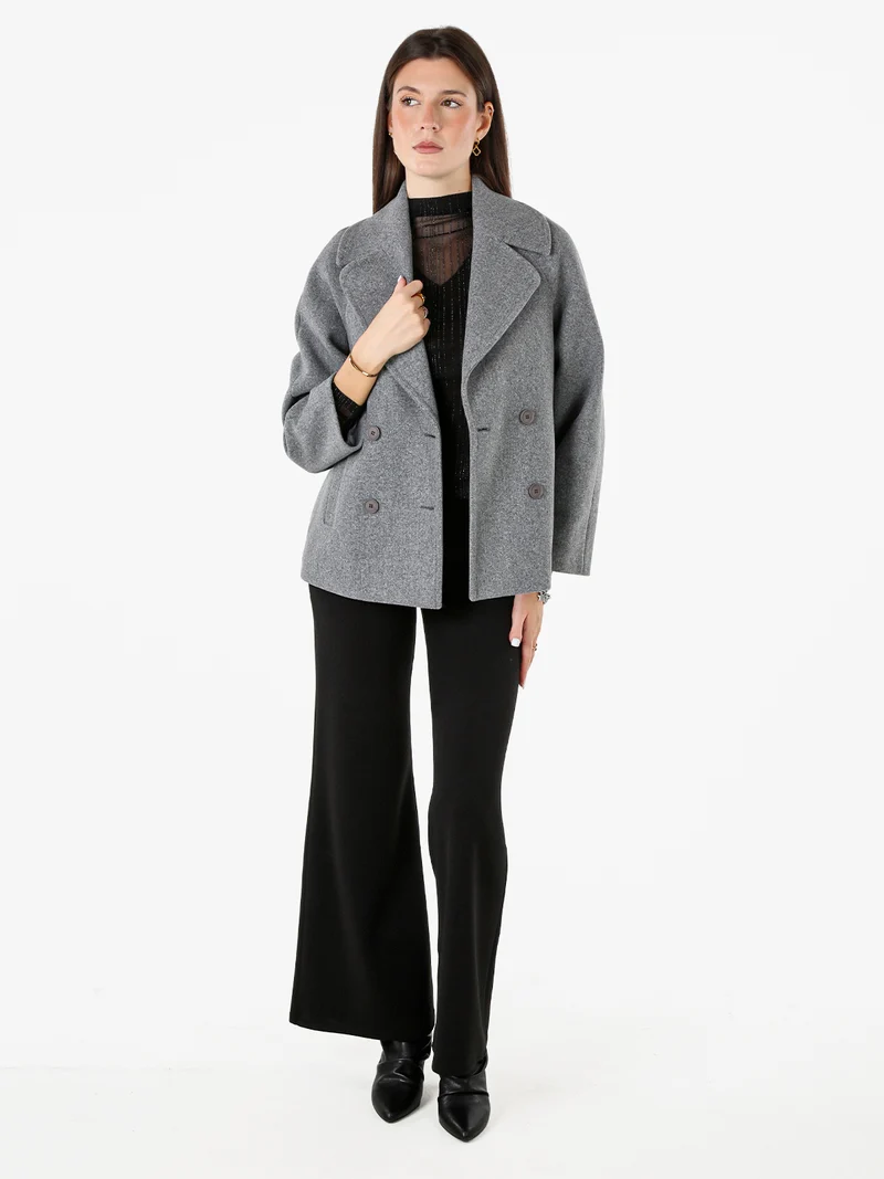 Cappotto corto da donna a doppiopetto - grigio