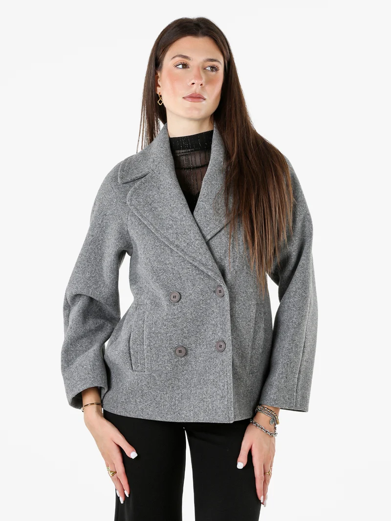 Cappotto corto da donna a doppiopetto - grigio