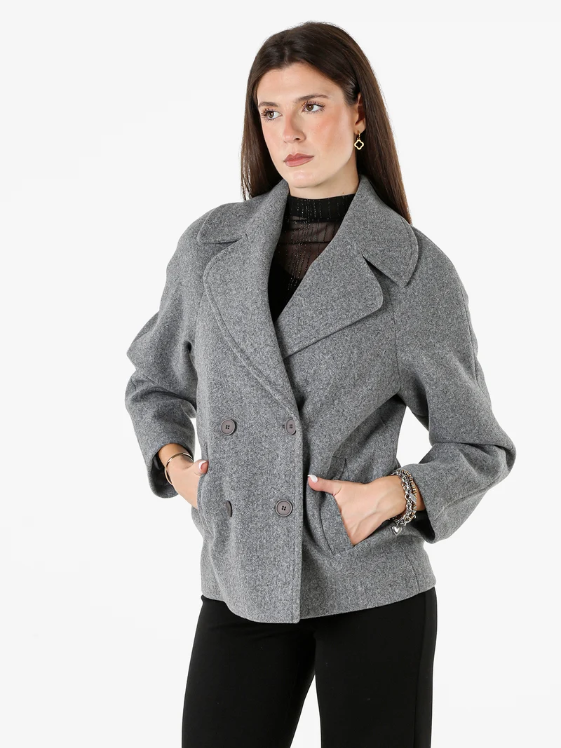 Cappotto corto da donna a doppiopetto - grigio