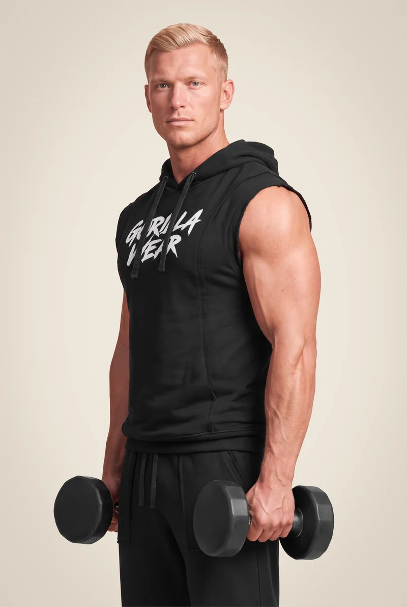 Asheville Raw Sleeveless Hoodie - Black