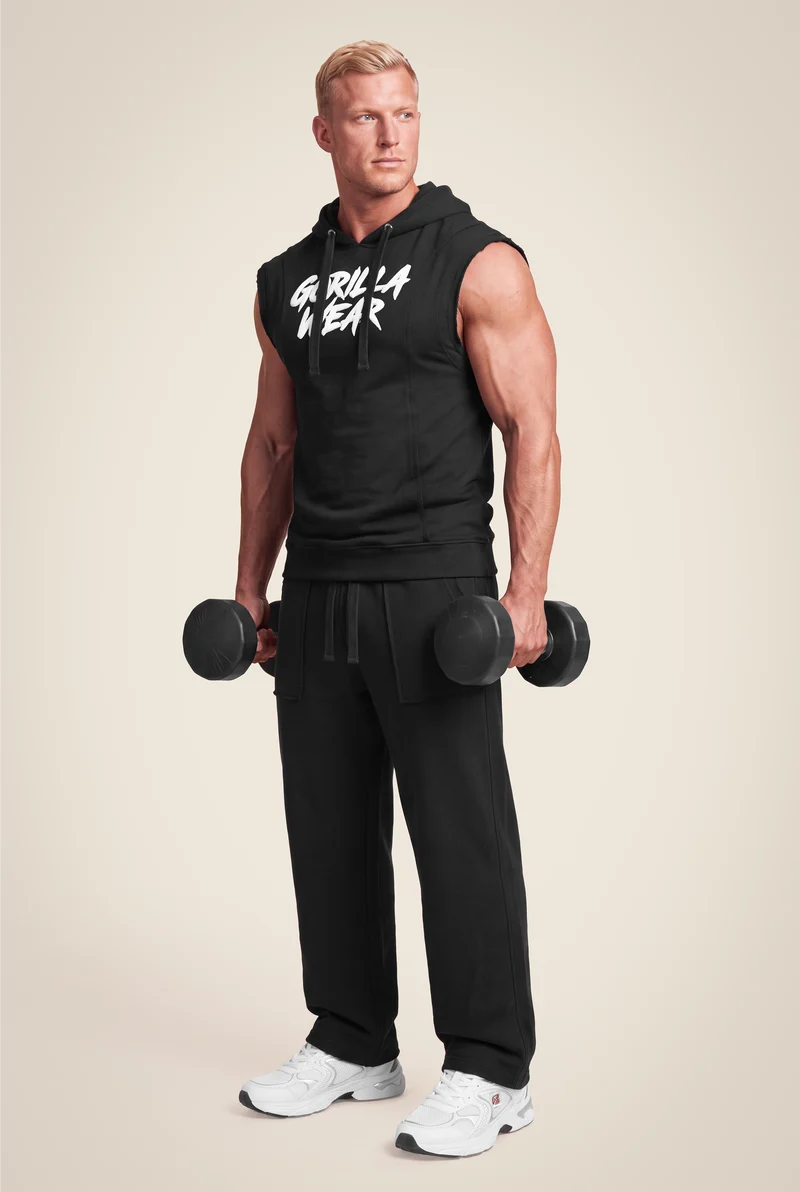Asheville Raw Sleeveless Hoodie - Black