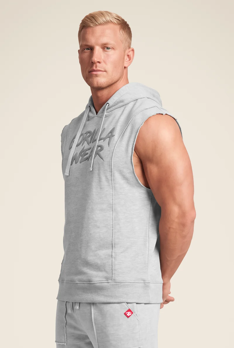 Asheville Raw Sleeveless Hoodie - Gray