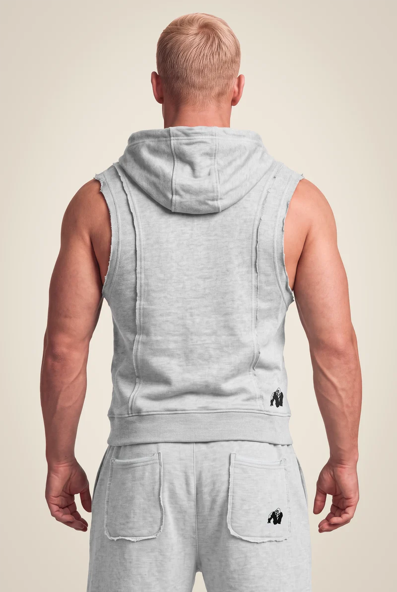 Asheville Raw Sleeveless Hoodie - Gray