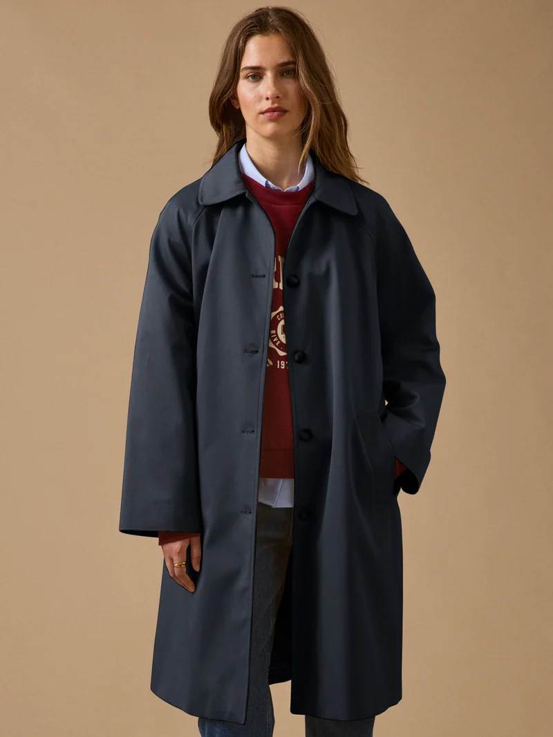 Langer Damen-Trenchcoat aus Bio-Baumwolle