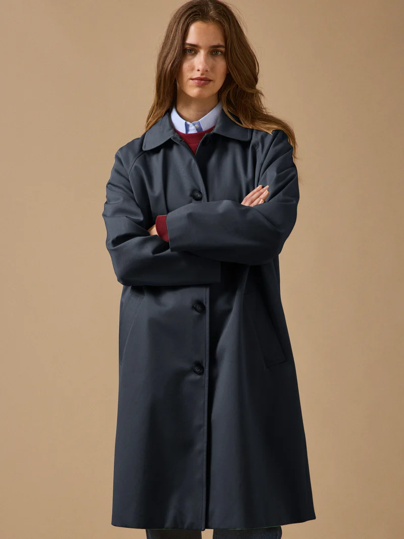 Langer Damen-Trenchcoat aus Bio-Baumwolle