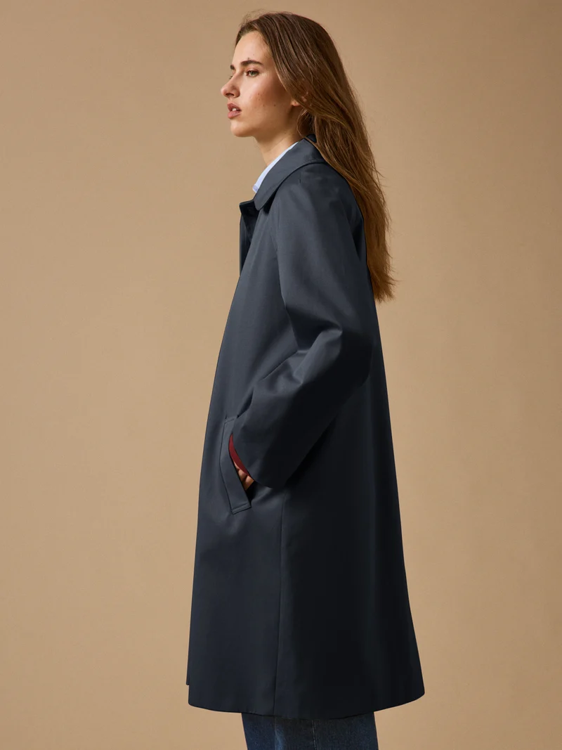 Langer Damen-Trenchcoat aus Bio-Baumwolle