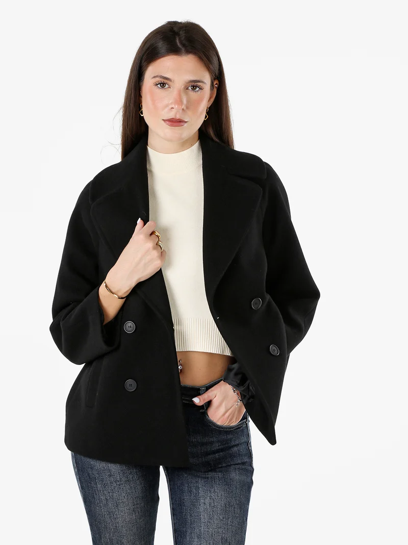 Cappotto corto da donna a doppiopetto - nero