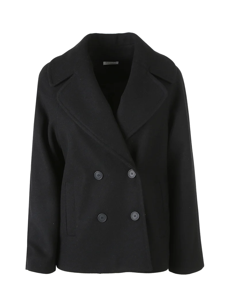 Cappotto corto da donna a doppiopetto - nero