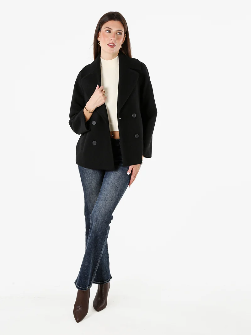Cappotto corto da donna a doppiopetto - nero