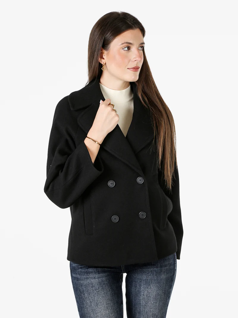 Cappotto corto da donna a doppiopetto - nero
