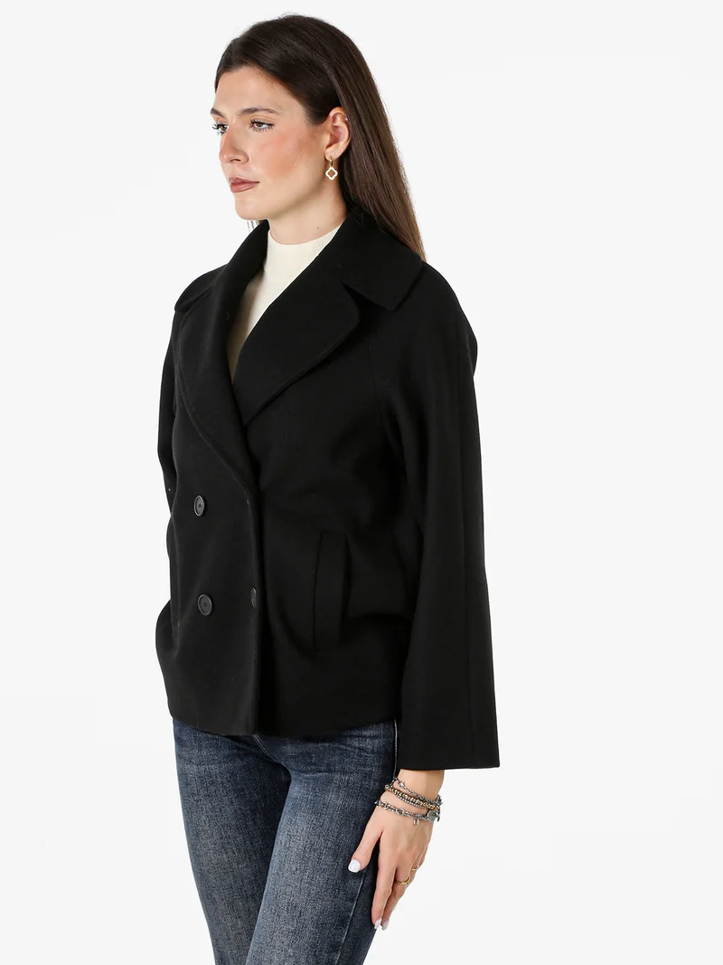 Cappotto corto da donna a doppiopetto - nero