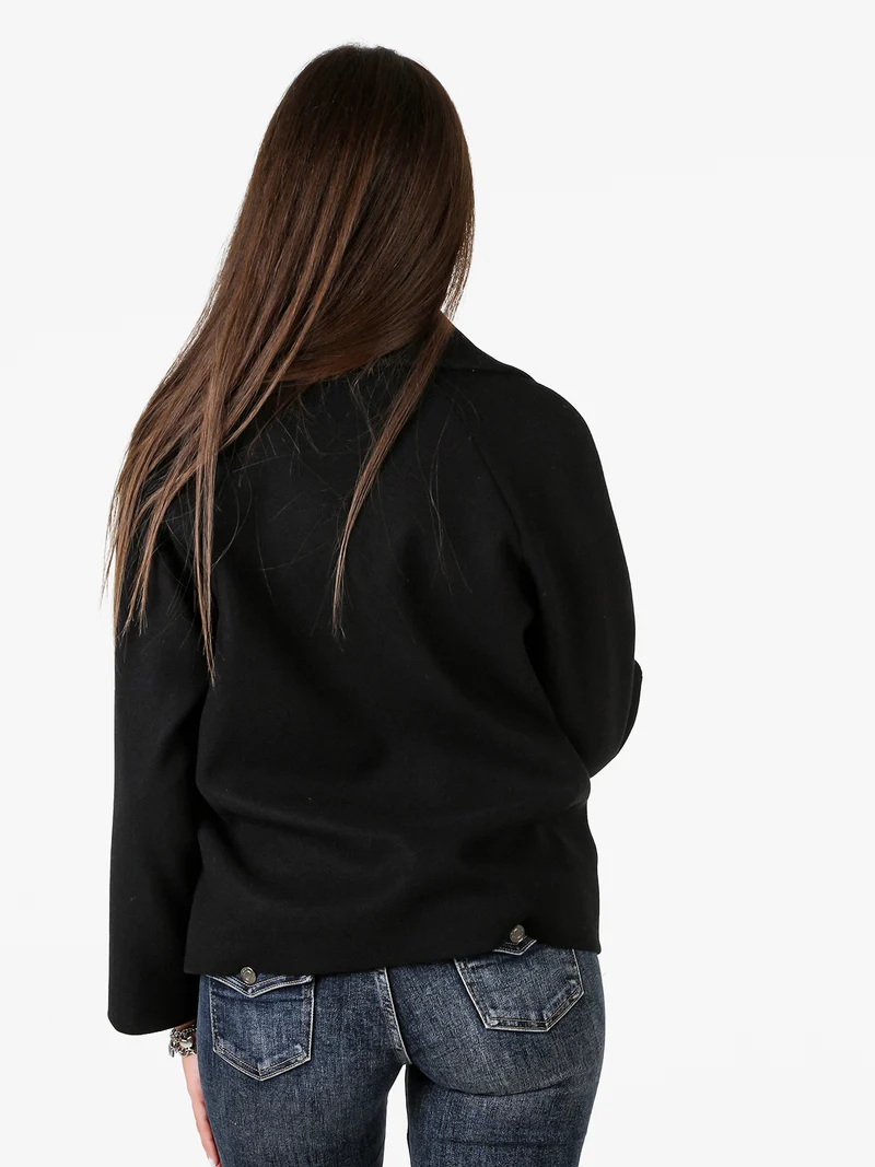 Cappotto corto da donna a doppiopetto - nero