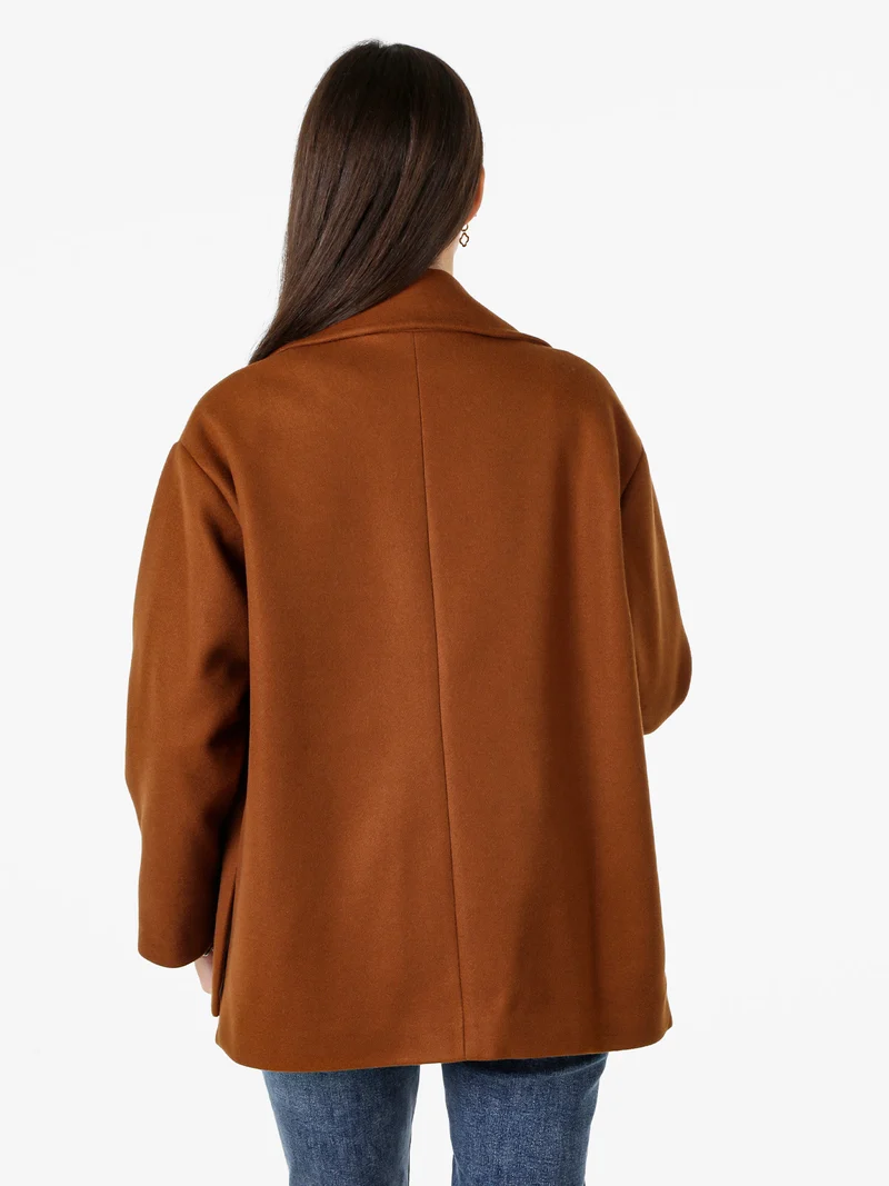 Cappotto donna oversize con bottone e spacchi laterali - bronzo
