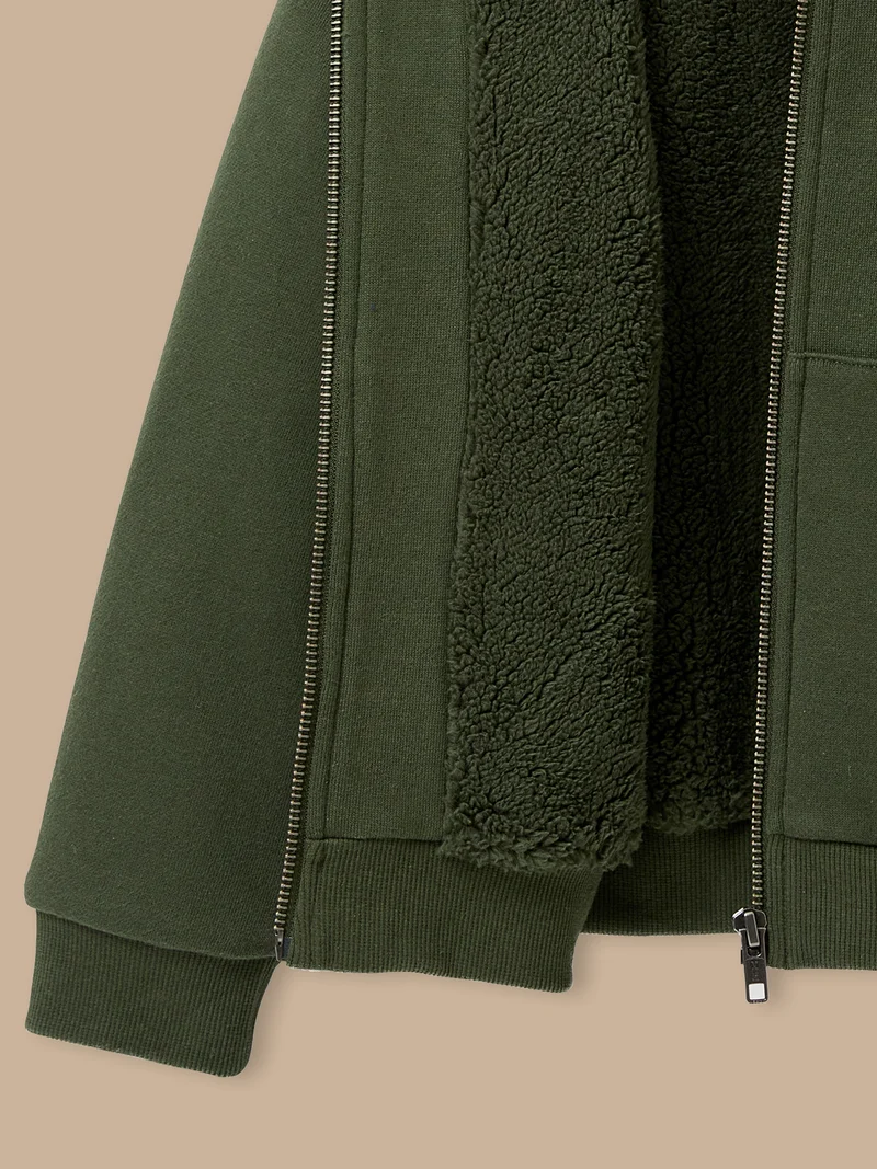 Jungen-Sweatjacke mit Reißverschluss und Sherpa-Futter