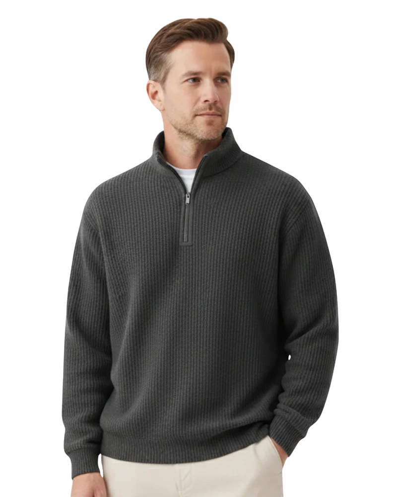 Elegant Knitted Zip Sweater