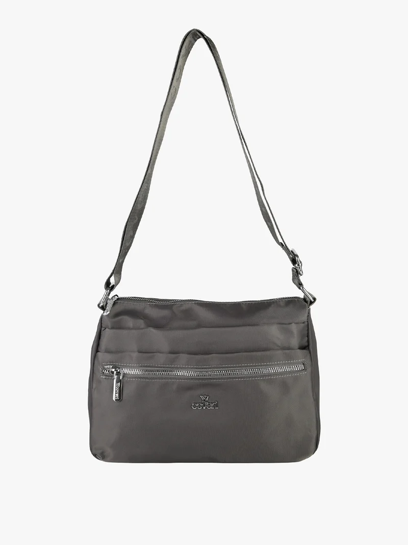 Borsa a tracolla da donna in nylon - grigio scuro