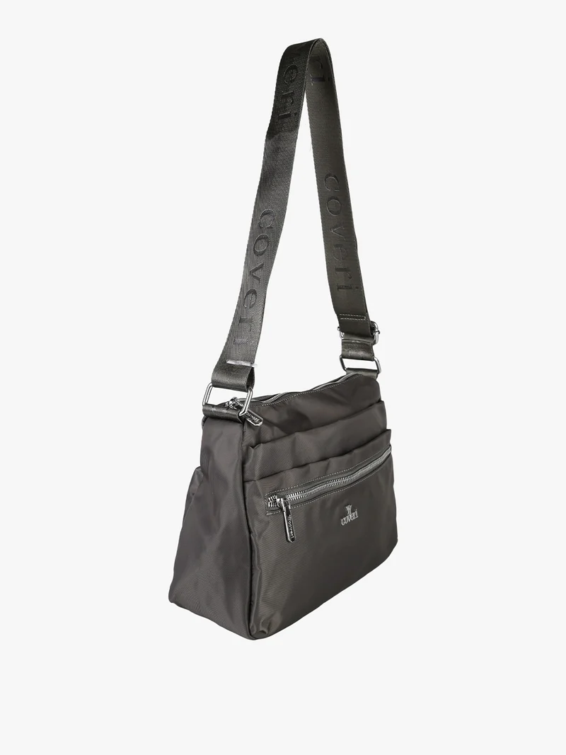 Borsa a tracolla da donna in nylon - grigio scuro