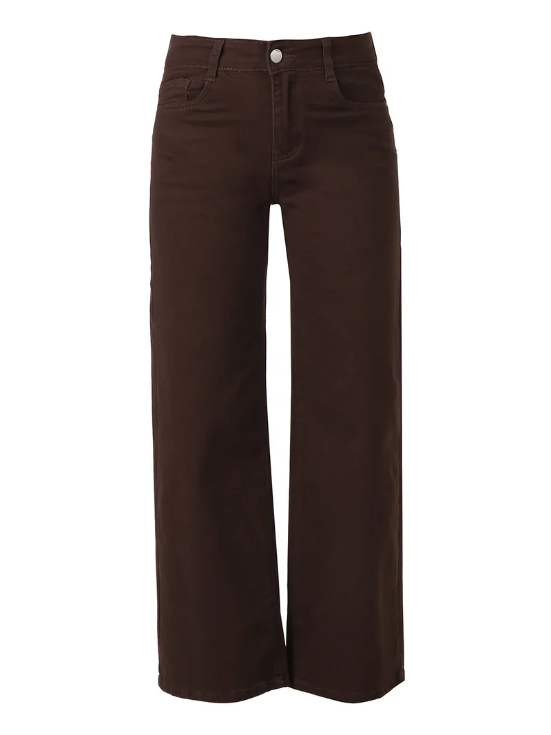 Pantaloni jeans da donna wide leg - marrone