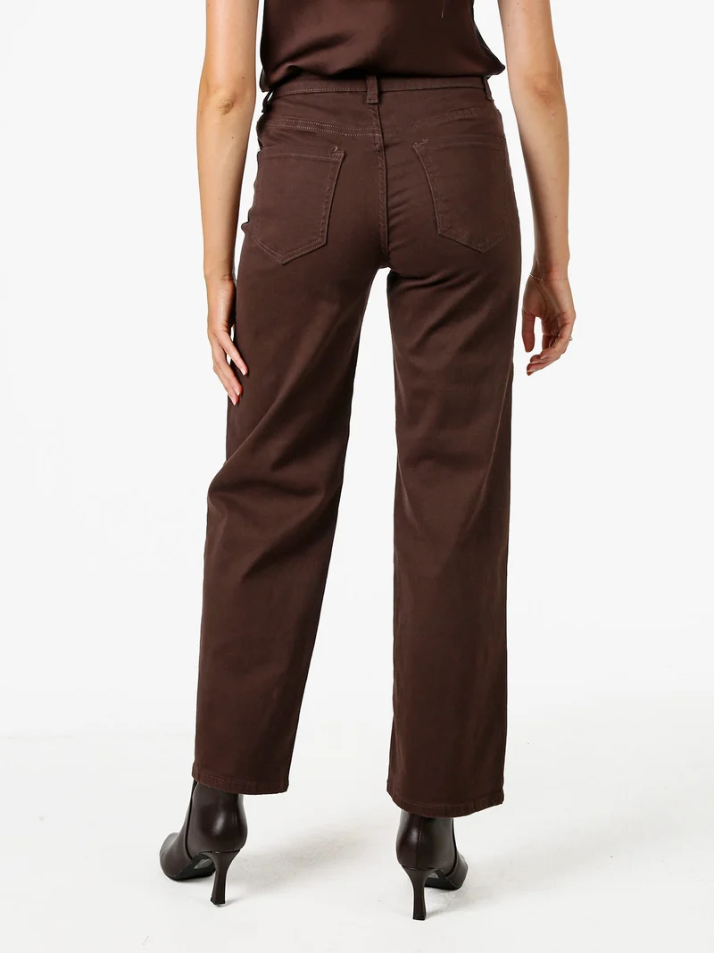 Pantaloni jeans da donna wide leg - marrone