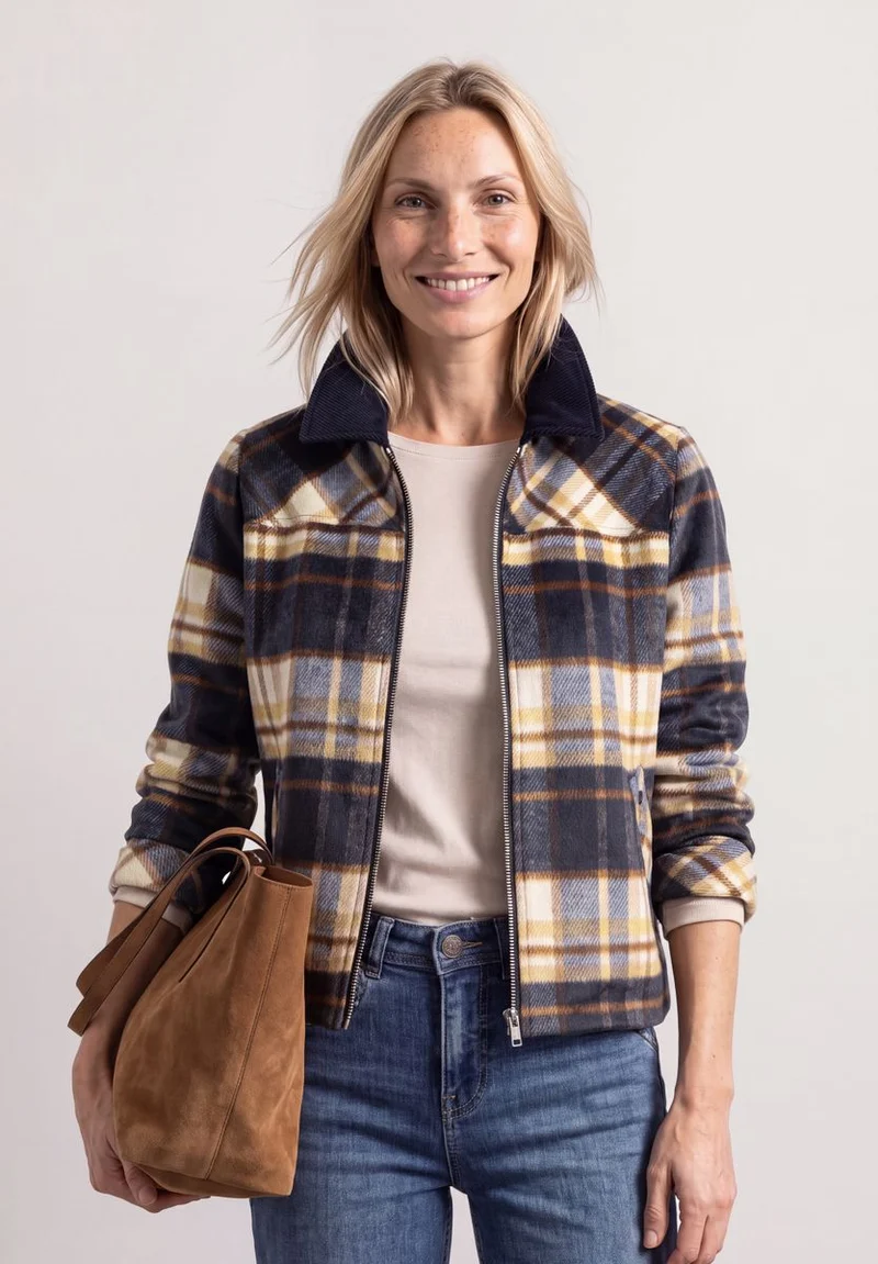 Overshirt mit Cordkragen und Print