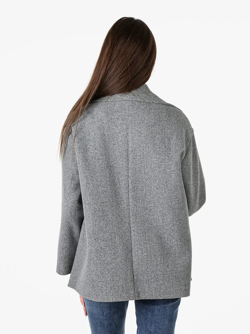 Cappotto donna oversize con bottone e spacchi laterali - grigio