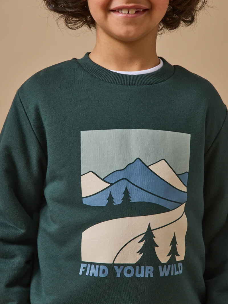 Jungen-Sweatshirt mit Sherpa-Futter
