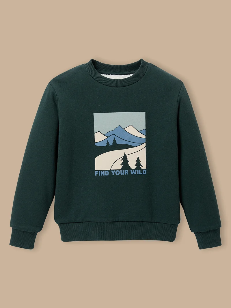 Jungen-Sweatshirt mit Sherpa-Futter