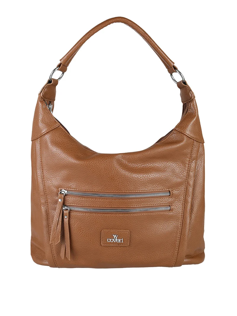 Borsa a spalla hobo in ecopelle - marrone