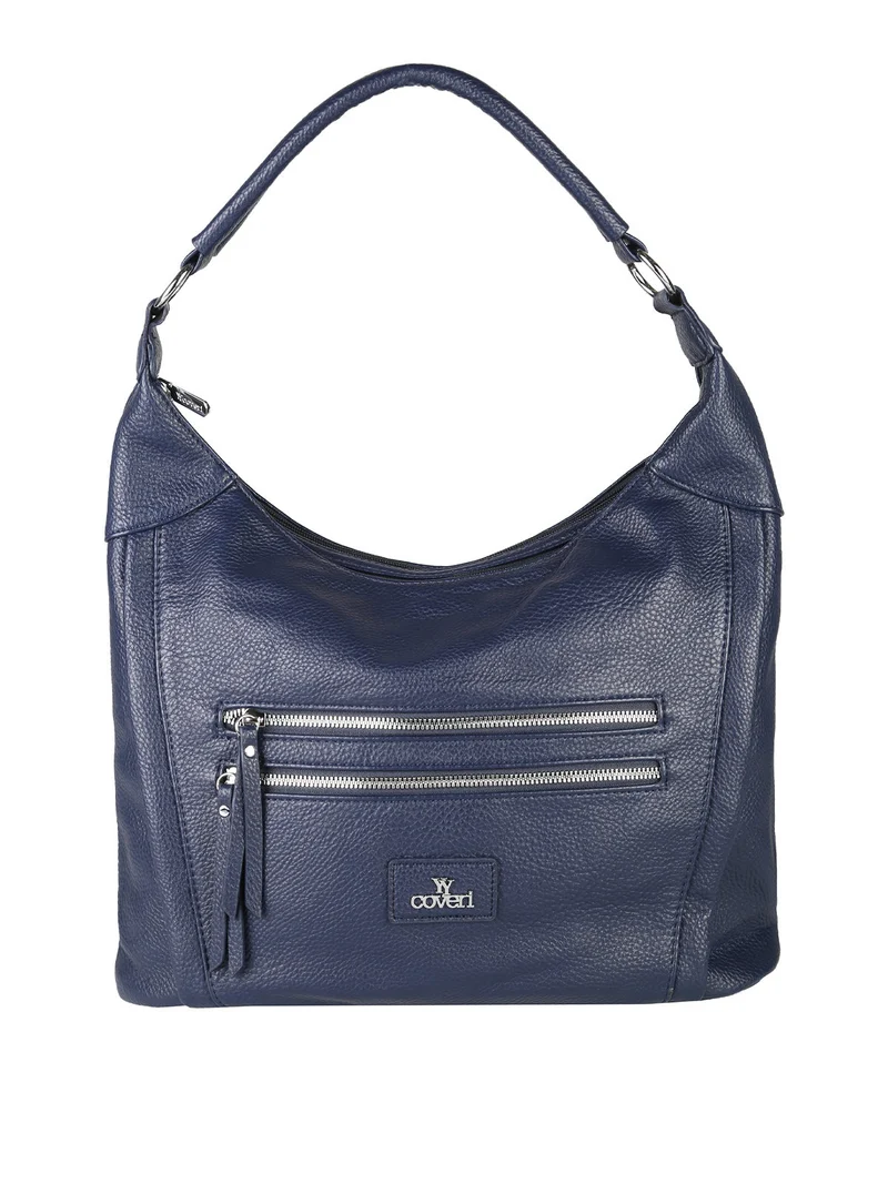 Borsa a spalla hobo in ecopelle - blu